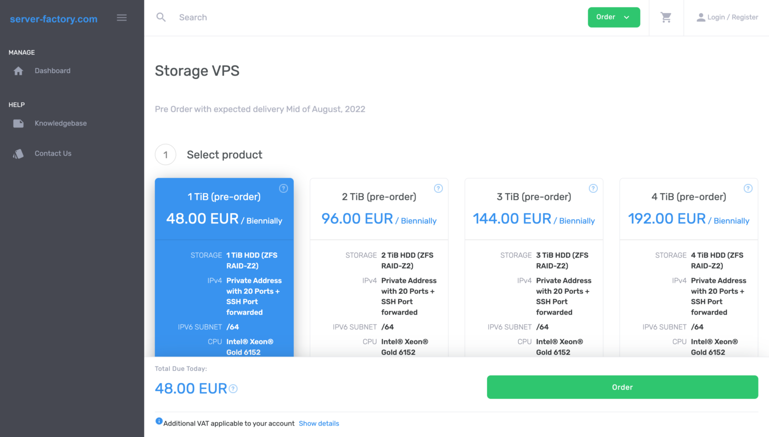 serverfactory 荷兰大盘鸡NAT VPS预售，1C2G/1T存储/两年付仅€48 主机日志