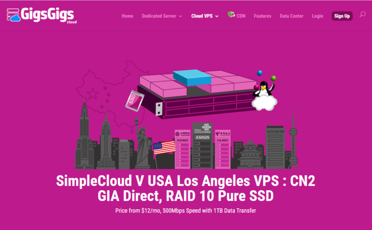 GigsGigsCloud SimpleCloud V USA Los Angeles VPS